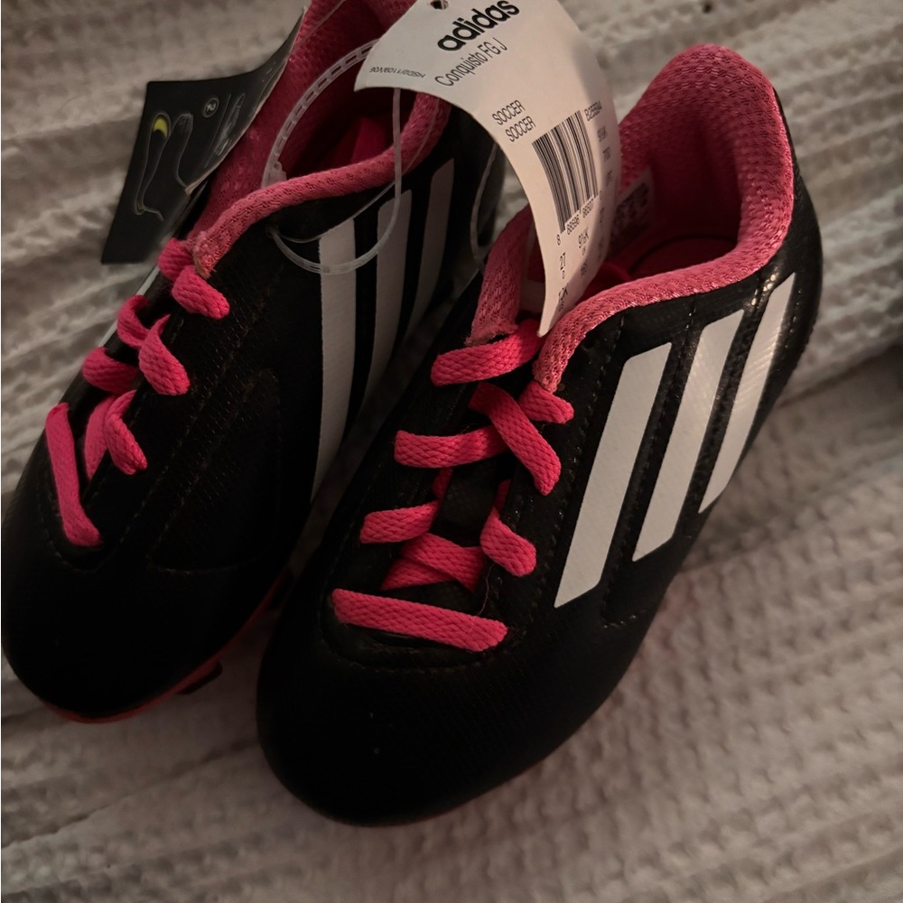 Adidas Conquisto FG J Black and Pink Soccer Shoes-Size 10